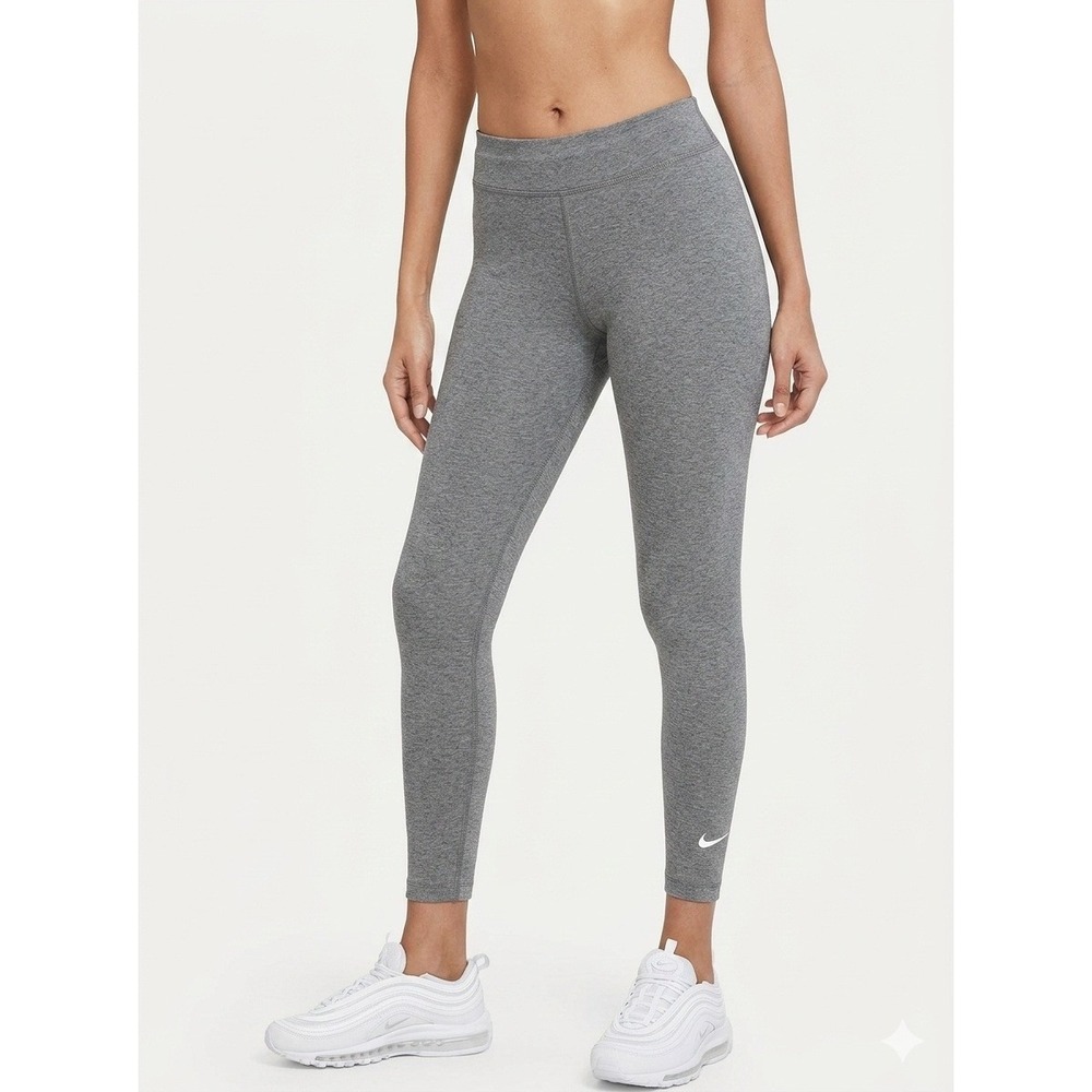 Nike Sportswear Essential Womens Leggings Gray High Waisted Swoosh Size S